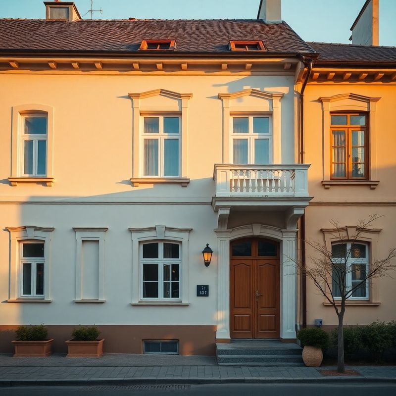 Fațada unei case boierești din Galați în lumina apusului